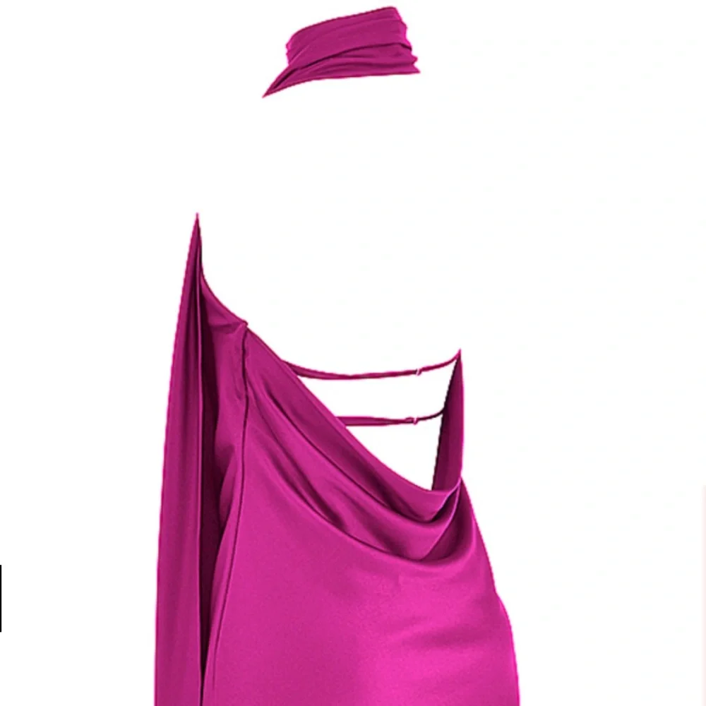 💖 HOUSE OF CB HOT PINK WRAP NECK DRESS 💖 - Picture 9 of 15